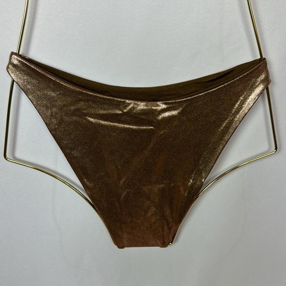 Good American Womens Foil Better Bikini Reversible Bottom Mocha Size L New - Picture 7 of 11